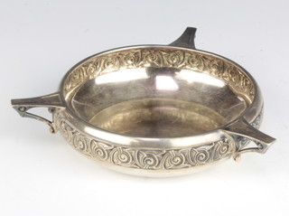 A German repousse silver Art Nouveau 3 handled dish 13cm 187 grams 