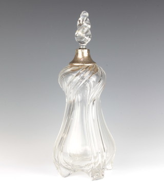An Edwardian decanter with silver collar London 1901 with later stopper 35cm 