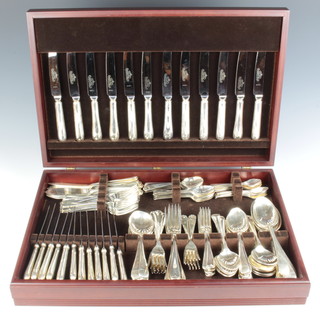 A United Cutlers of Sheffield silver plated canteen for 12 in a fitted case  