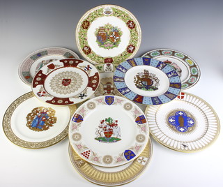 Ten Spode commemorative wall plates - The Ely Cathedral plate, The York Minster, The St Albans Cathedral, The Lincoln Cathedral, The Salisbury Cathedral, The Tewkesbury, The Prince William of Wales, The Duke of York, The Queen's Jubilee and The Royal Wedding 27cm, all boxed