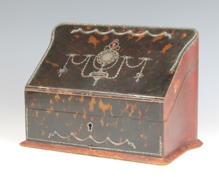 An Edwardian tortoiseshell and silver plique a jour stationery case 38cm 