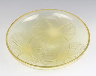 Lalique, a Volubilis opalescent glass bowl raised on 3 feet, signed R LALIQUE 21.5cm 