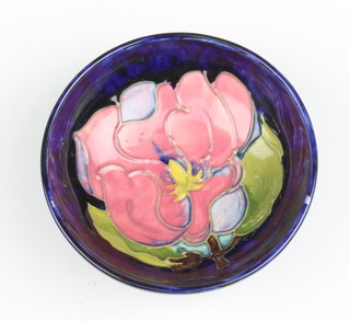 A modern Moorcroft bowl the blue ground with flowers 11cm 