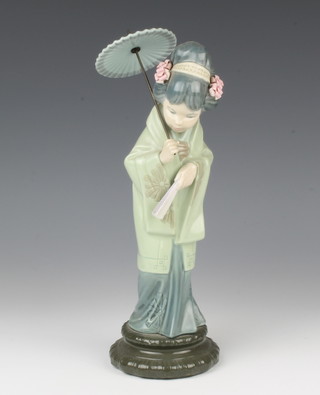 A Lladro figure of Japanese lady holding a parasol 29cm 