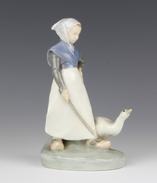 A Royal Copenhagen figure of a goose girl no.528 19cm 