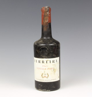 A bottle of 1963 Ferreira vintage port 