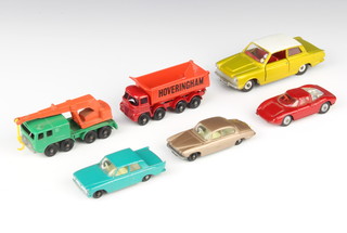 A Dinky Toys "133" Gold Ford Cortina, four Lesney model cars - no.17, no.28, no.30 and no.33 together with a Husky model no.250GT 