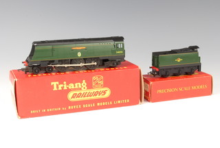 A Triang R356 Battle of Britain Class locomotive Winston Churchill and R38 tender 