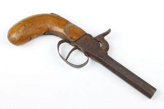 A 19th Century percussion pocket pistol, the octagonal barrel with crowned U proof mark no.3477 32  