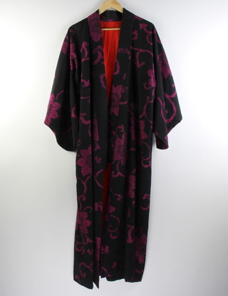A black and purple Kimono 