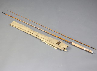 A Sharpes of Aberdeen "The Featherweight" 8'6" 2 piece split cane fly rod in original bag 