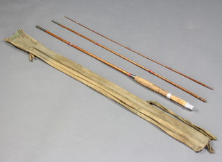 An Allcocks Gladiator 3 piece trout fly fishing rod in cloth bag 