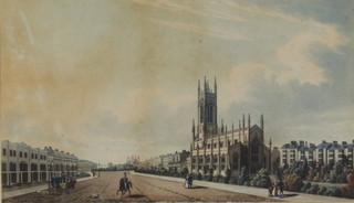 M U Sears, coloured engraving "Brighton New Church" dedicated to St Peter, 21cm x 32cm 