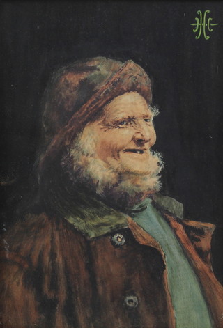 J H C, print of a fisherman 28cm x 19cm 