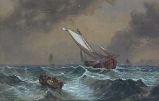 D A Bannerman December 11 1873, watercolour, signed, maritime study in choppy seas 29cm x 46cm 