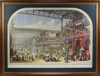 Vincent Brooks (1814 - 1885) coloured engraving, Knave and Transept The Great Exhibition, in an arched mount 66cm x 92cm 