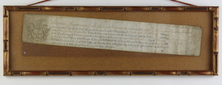 A George III Freedom of the City of London, framed, 8cm x 34cm 