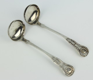 A pair of Victorian Scottish silver Kings pattern ladles, Edinburgh 1855, maker Mitchell & Russell 70 grams