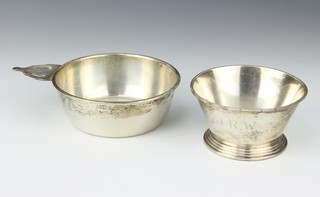 A sterling silver porringer with engraved handle and a tapered bowl 180 grams