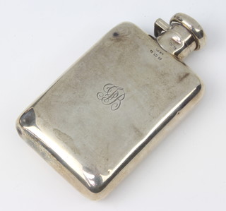 A silver hip flask with engraved monogram Birmingham 1917 maker Deakin & Francis Ltd 12.5cm, 130 grams