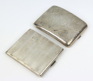 A silver cigarette case with chased decoration and monogram birmingham 1926, an Alpaca ditto 210 grams