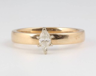 A 14ct yellow gold marquis diamond ring approx. 0.25ct, size L 