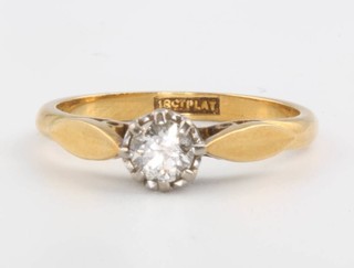 An 18ct yellow gold single stone diamond ring size L 