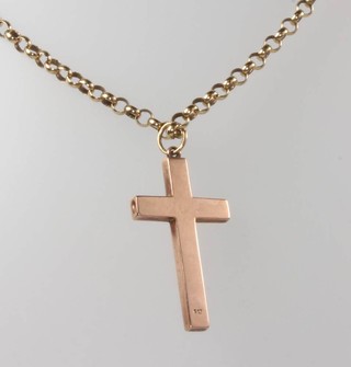 A 9ct yellow gold necklace and cross pendant, a ditto 9ct necklace and pendant, 26 grams