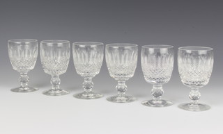 Six Waterford Crystal Colleen pattern sherry glasses 10cm 