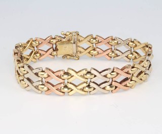 A 9ct 3 colour gold bracelet 19.1 grams