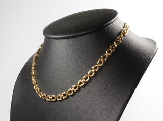 A 9ct yellow gold flat link necklace, 21 grams