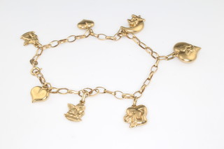 A 9ct yellow gold charm bracelet, 4.8 grams 