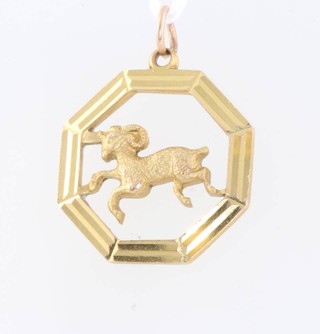 A 9ct yellow gold Aries pendant 3.5 grams