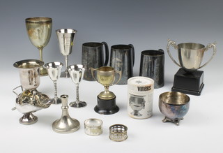 A Victorian silver plated goblet and minor silver plated cups etc 