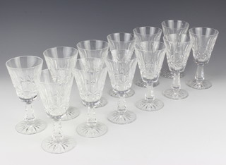 Twelve Waterford Crystal Lismore pattern small wine glasses 14cm 