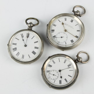 A silver pocket watch with seconds at 6 o'clock, a smaller ditto and 1 other 