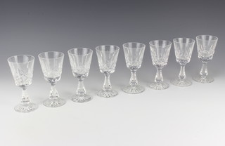 Eight Waterford Crystal Lismore pattern sherry glasses 13cm 