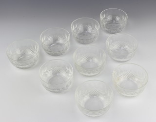 Nine Waterford Crystal Colleen pattern finger bowls 10cm 