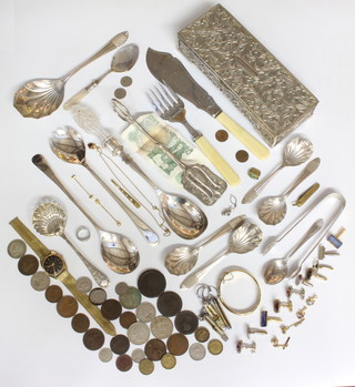 A silver plated jewellery box and minor jewellery etc 