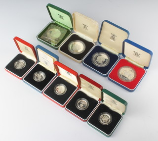 Nine silver proof coins and crowns 207 grams 