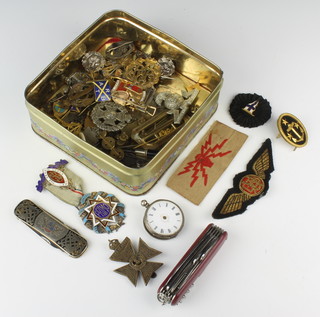 A silver Masonic jewel, minor badges and pins etc 