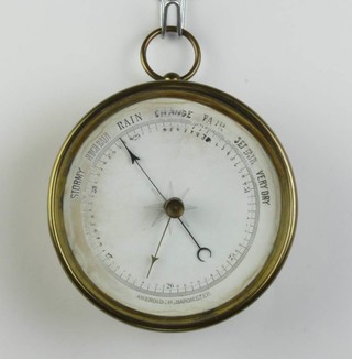 Stanley, Great Turnstile London WC, a 19th Century aneroid barometer with paper dial, contained in a brass case 13cm