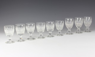 Six Waterford Crystal Colleen pattern sherry glasses 10cm and three other Waterford Crystal Colleen pattern glasses 11.5cm