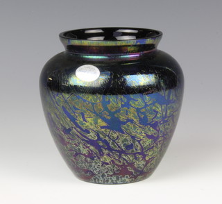 A Royal Brierley Art Glass squat vase 12cm, boxed