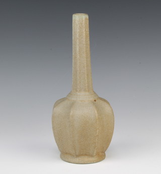 A Chinese octagonal tan glazed vase with elongated tapered neck 23cm 