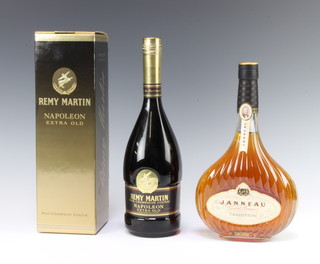 A 70cl bottle of Remy Martin Napoleon Extra Old Fine Champagne Cognac together with a 700ml bottle of Janneau Grand Almanac 