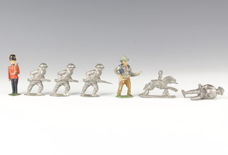 A lead guardsman, 1 other (f), ditto cowboy, a lead figure of a cavalryman and 4 other lead figures  
