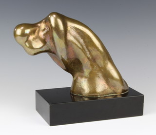 A polished gilt bronze figure of an embracing couple raised on a rectangular black marble base 24cm x 22cm x 11cm - indistinctly signed to the reverse and numbered 3/6