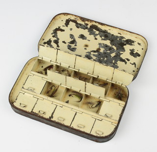 A Hardy Bros. 1920's fly box with 15 compartments (some light rust) 