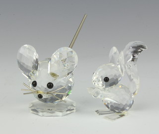 A Swarovski figure of a mouse 4cm and other of a squirrel 4cm, boxed